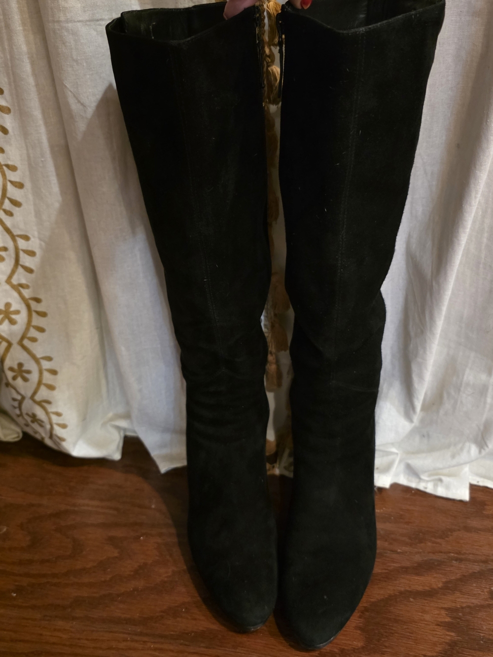 Vintage Cole Haan Air Aliya suede knee high black platform boots. 9.5